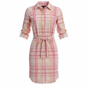 Tommy Hilfiger Pink Plaid Midi Dress
